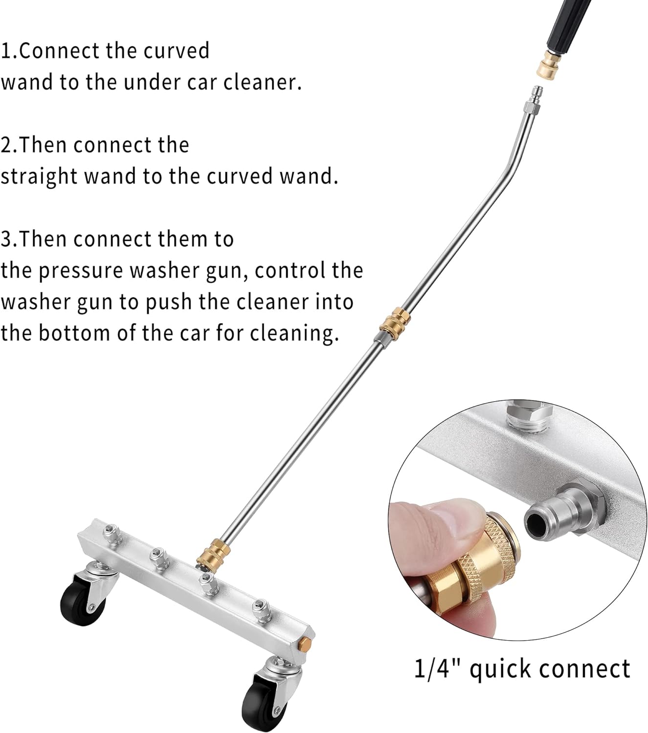 13" Pressure Washer Undercarriage Cleaner - 4000 PSI Extension Wand, Surface Cleaner for Power Pressure Washer Attachment